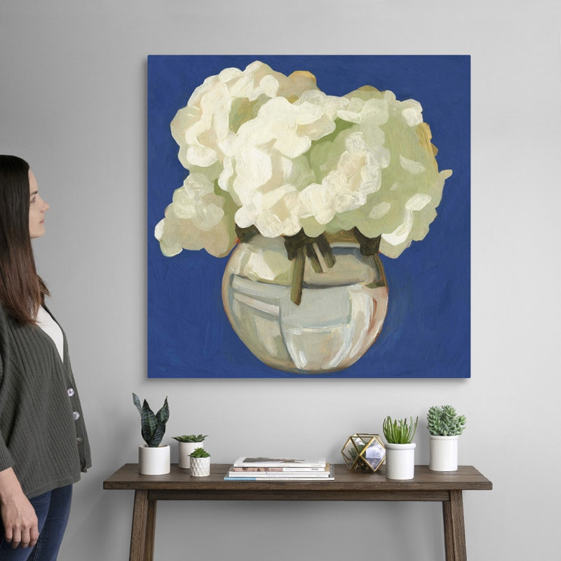 Art sur toile, Hortensias blancs I, H 36 po x l 36 po x P 1,25 po, Toile tendue
