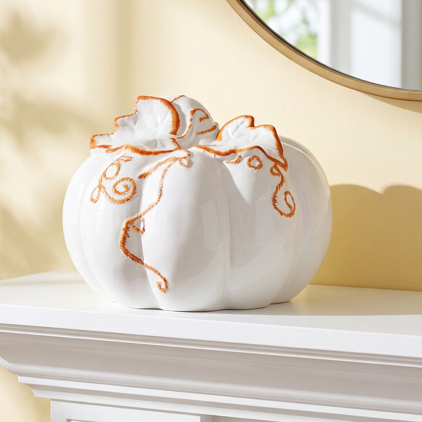 Ceramic Pumpkin Holiday Accent