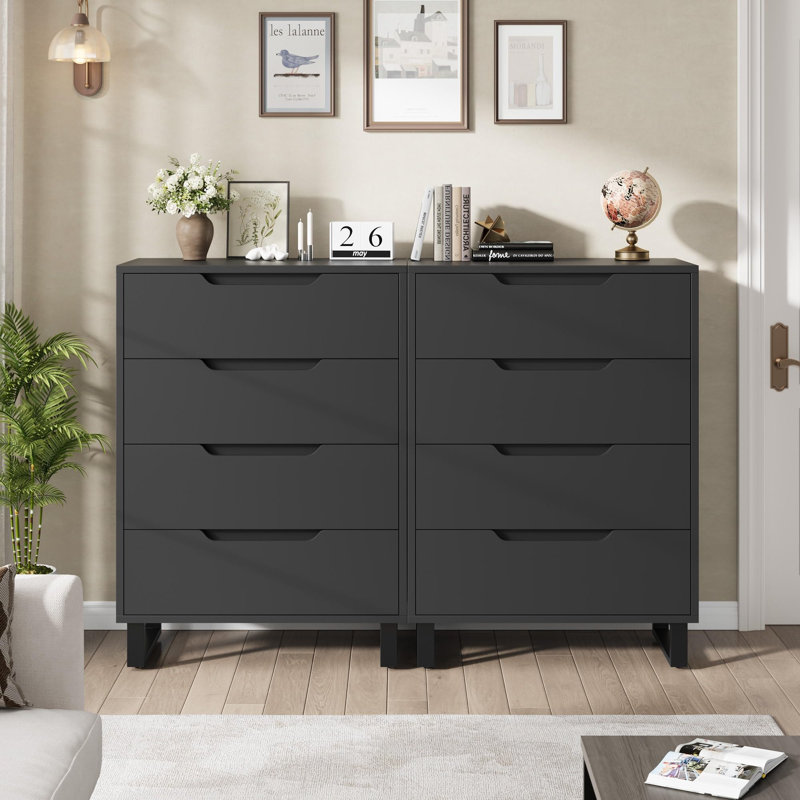 4 Dresser for Bedroom, 41.5 in Tall Dresser, Freestanding Vertical Drawer Cabinet with Storage, Wooden Closet Storage Chest