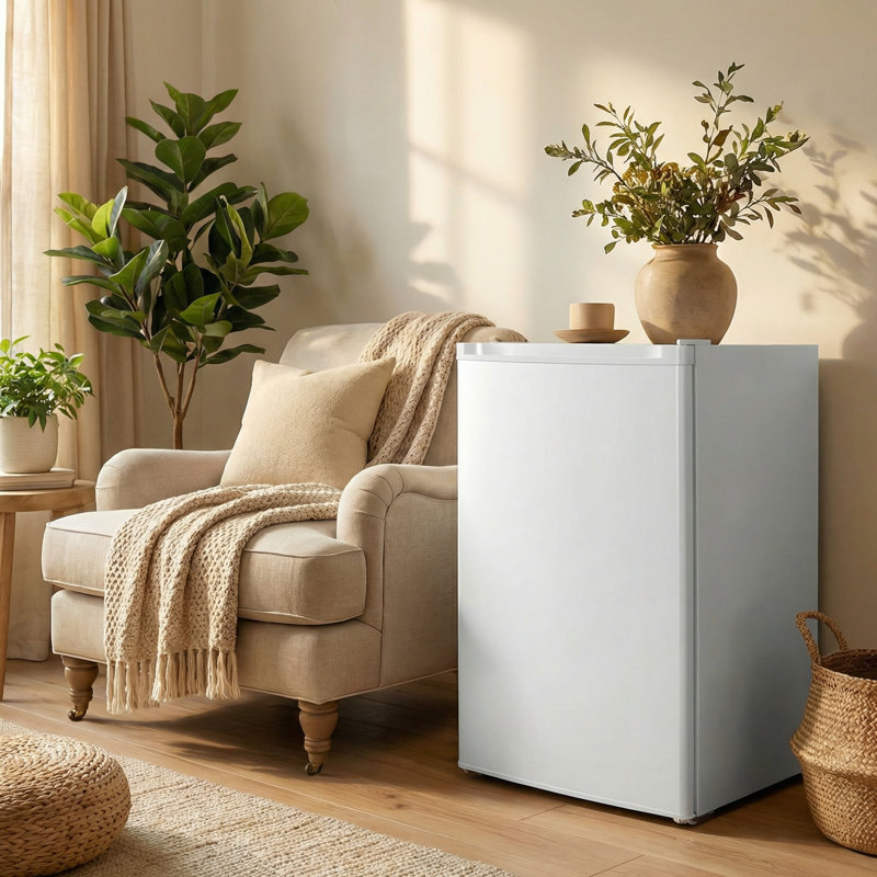 Réfrigérateur de petit réfrigérateur sans congélateur à une porte 2,47 pi³ avec 7 thermostats réglables, réfrigérateur à faible bruit, compact pour bureau, chambre à coucher, dortoir, blanc