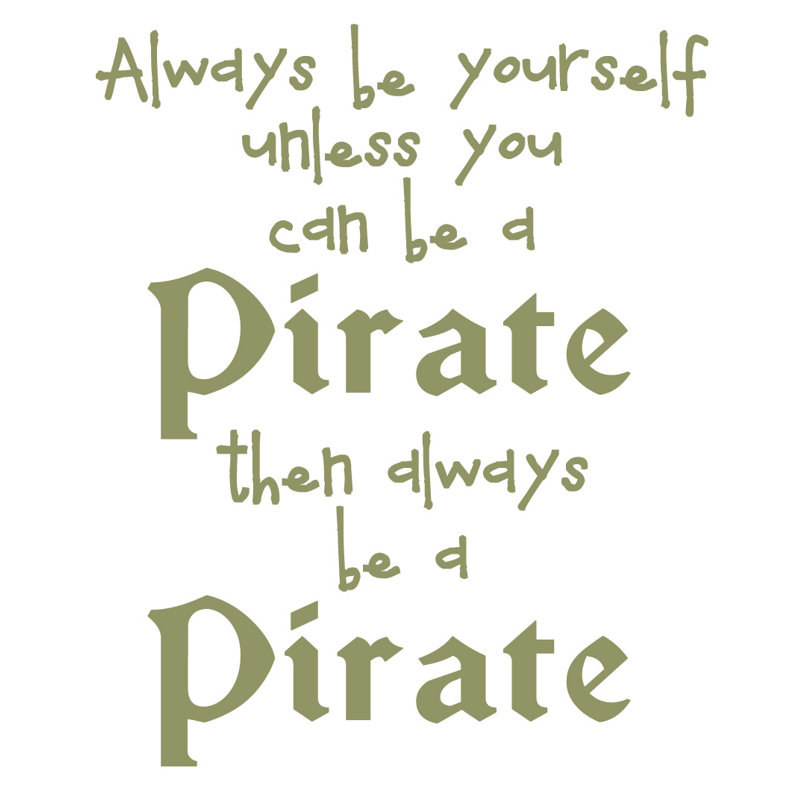 Décalcomanie murale toujours en pirate, H 38 po x l 31 po x P 0,01 po, Olive