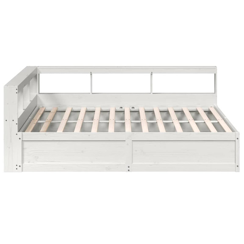 Solid Wood Storage Bed, White, Super King (6')
