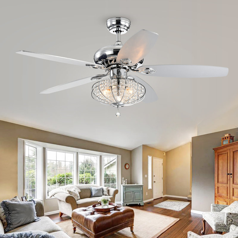 Ventilateur de plafond 52 pales en cristal 52 po avec télécommande et ensemble d'éclairage inclus Warburton