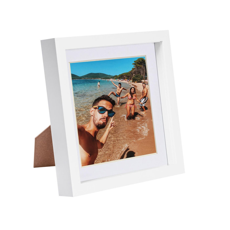 Nicola Spring - 8" x 8" White 3D Box Photo Frame, 6" x 6", White