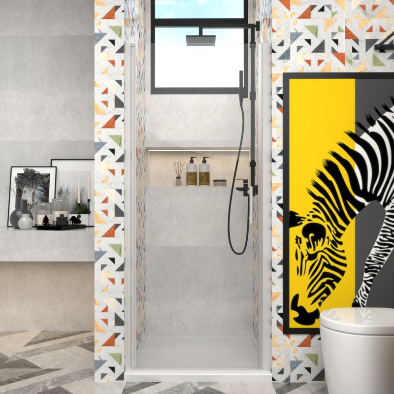 ImageYou Frameless Pivot Shower Door, 32"Wx72"H, Adjustable Width32-33 3/8", Easy Installation with Magnetic Waterproof Seal