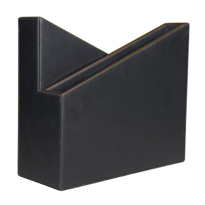 Porte-revues en cuir véritable Nappa noir avec or rose
