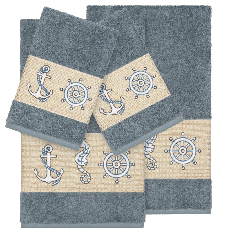 Ensemble de serviettes 3 pièces en coton Easton Easton, Bleu sarcelle, Ensemble de serviettes 4 pièces