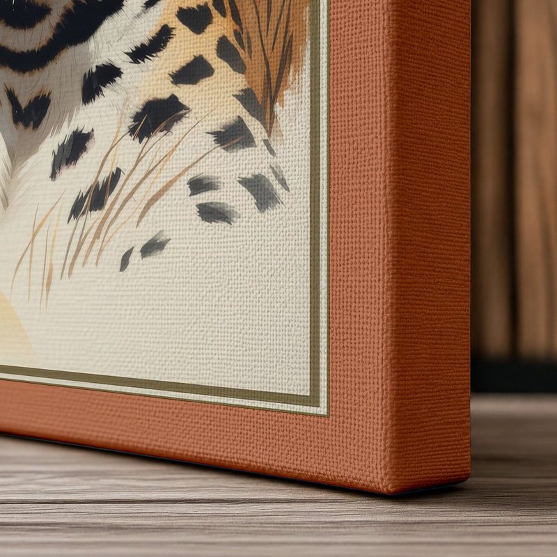 Leopard in Stillness Boho - Wrapped Canvas, 30x20 - 76.2 x 50.8 cm, Terracotta Border