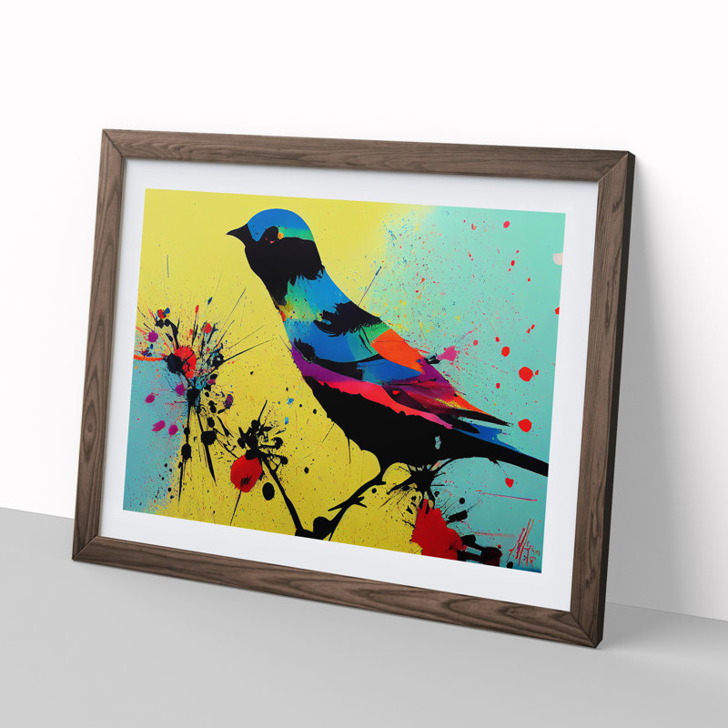 Bird Splash Vol.2 Abstract - Single Picture Frame Print, Walnut, 25cm H x 34cm W x 2cm D