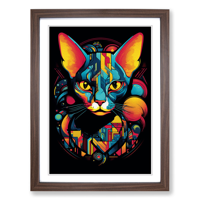 Sphynx Cat Constructivism - Framed Print, Walnut , 46cm H x 34cm W x 2cm D