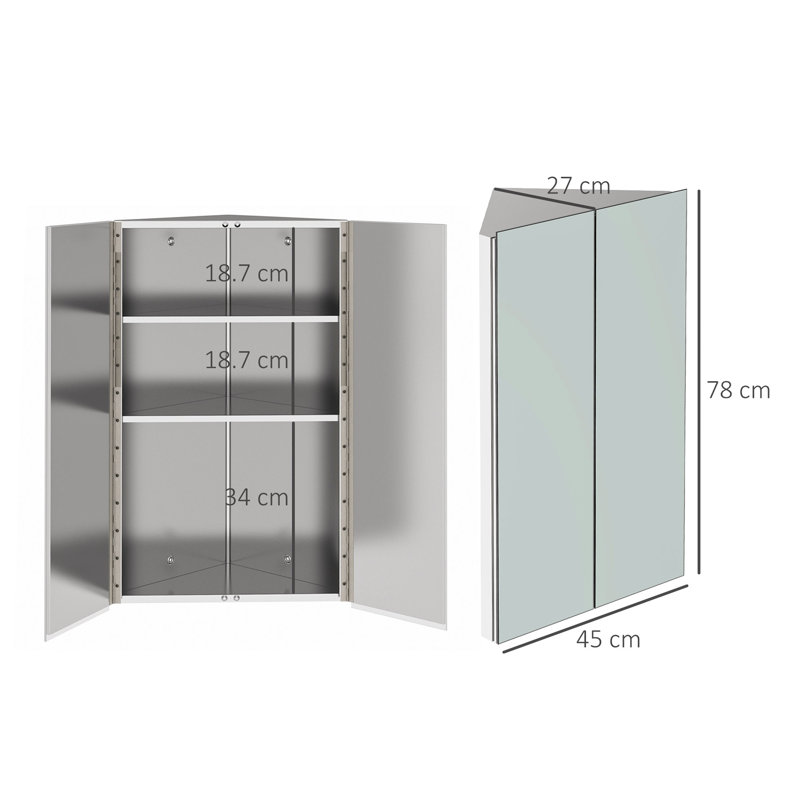 Biscay Surface Mirrored Bathroom Cabinets with Mirror and 3