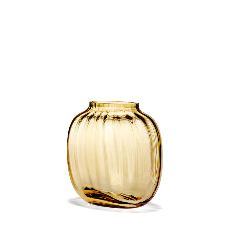 Primula Handmade Glass Table Vase, Amber/Clear, 4.9" H x 5.7" W x 3.5" D