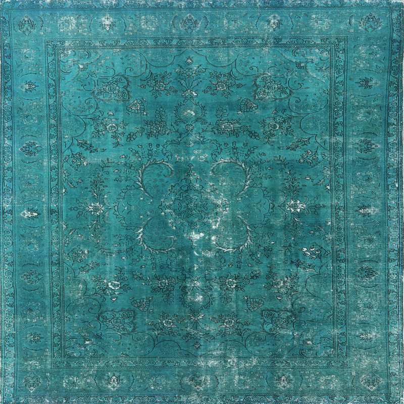 Tapis vert de style oriental, Carré 8 pi