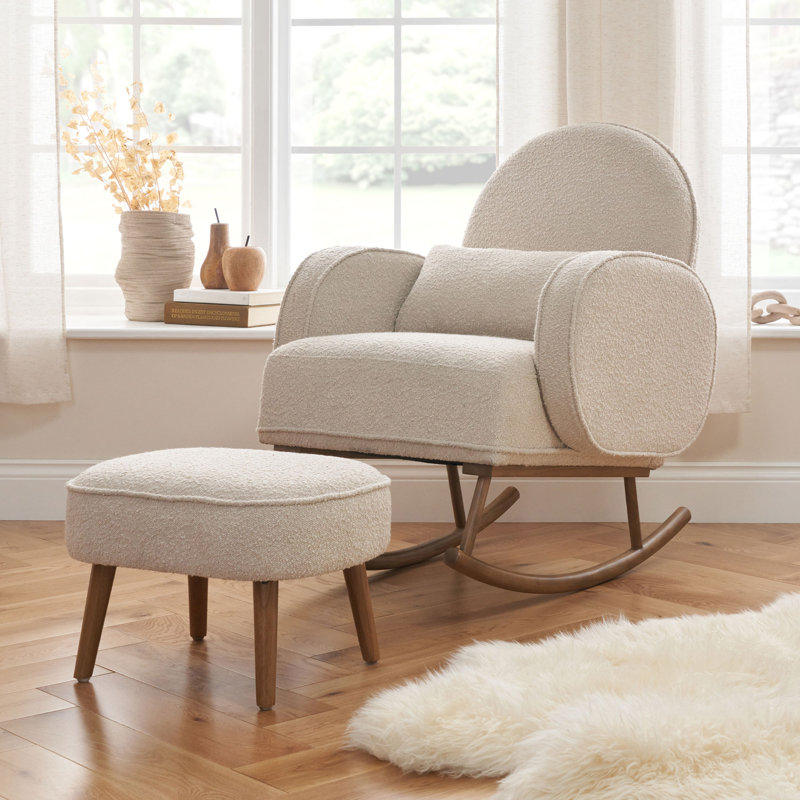 Tutti Bambini Micah Rocking Chair and Footstool - Boucle, Biscuit