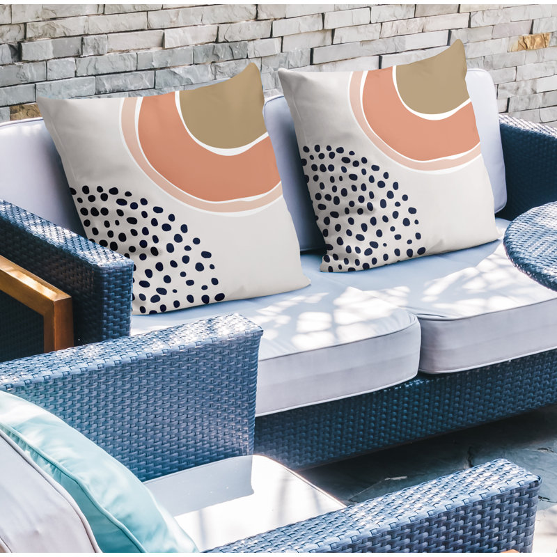 Jeté carré en polyester / mélange de polyester intérieur / extérieur, L 15 po x H 15 po, Saumon