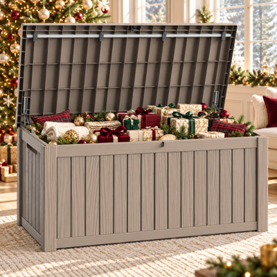 Boîte de rangement extérieure 150 gallons, boîtes de rangement imperméables et verrouillables pour outils de jardin