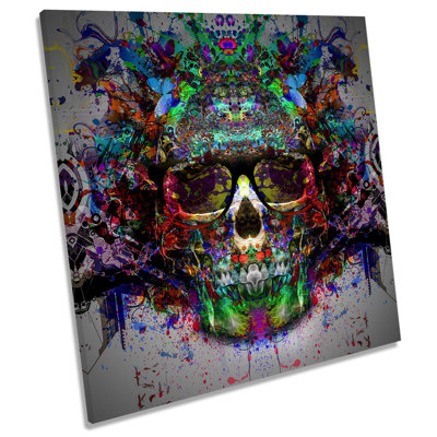 Urban Skull Abstract Picture - Wrapped Canvas Art Prints