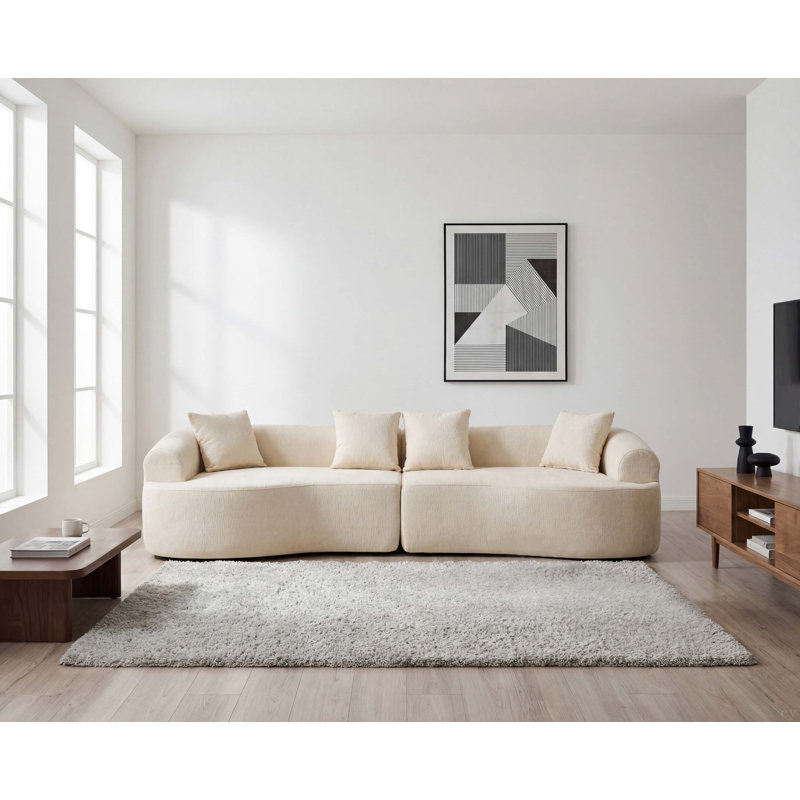 Canapé courbé désossé, canapé modulaire à compression de 106 po, haute densité, canapé-lit pour salon, salon, appartement, chenille