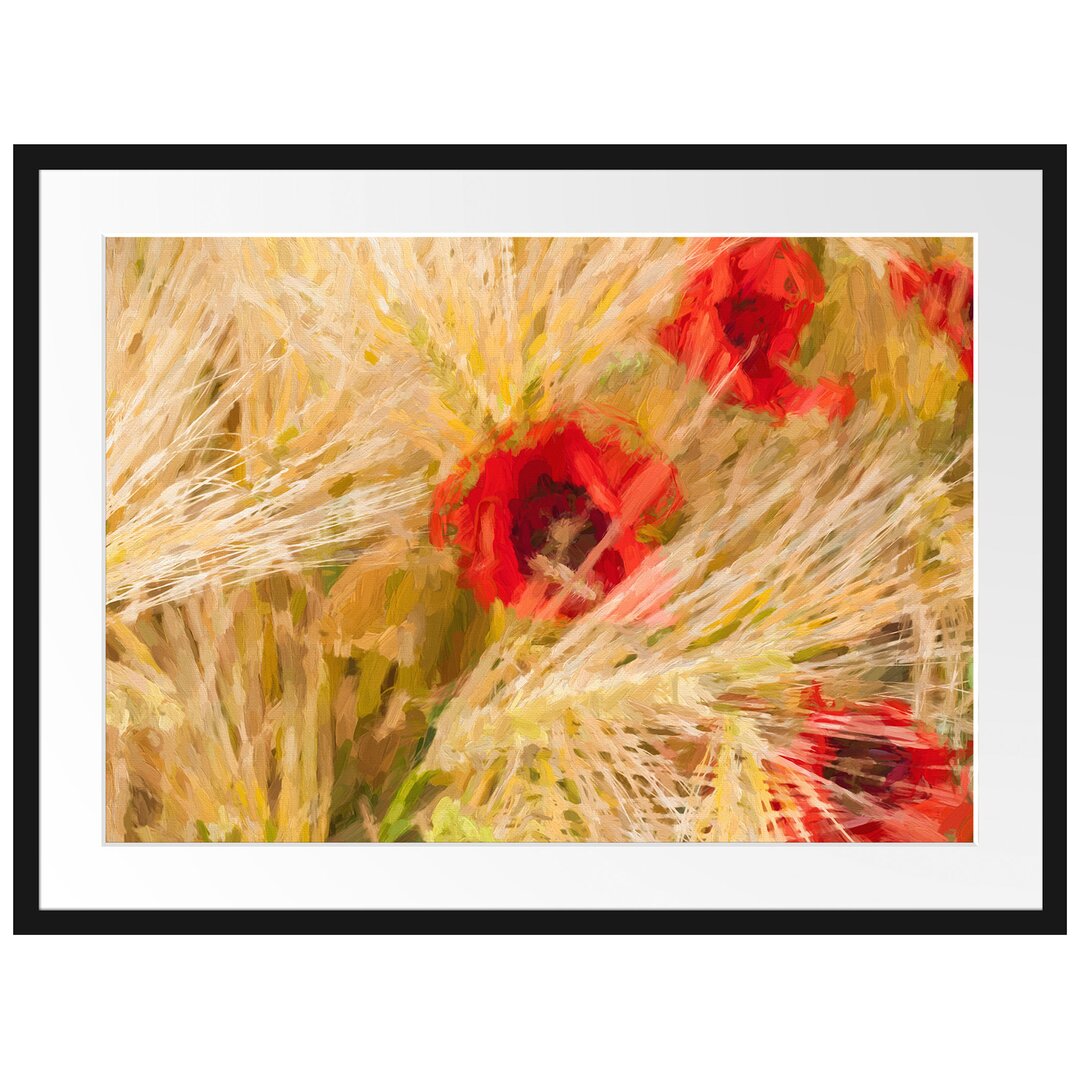 Gerahmtes Poster Poppies in a Corn Field