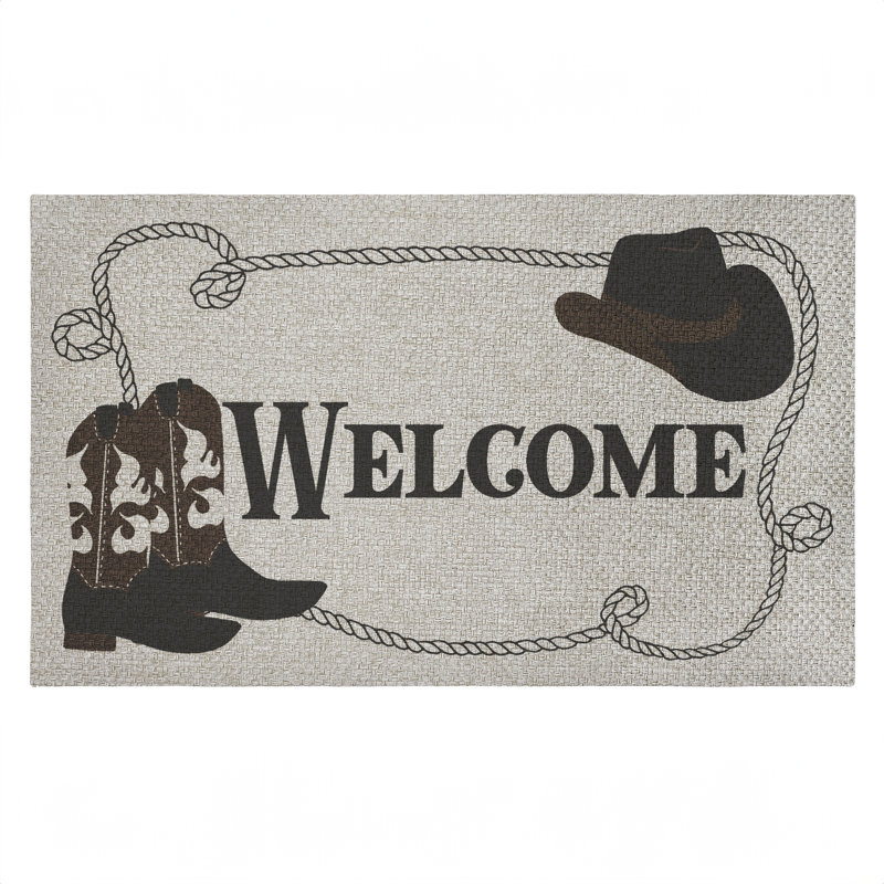 Paillasson Welcome Cowboy, Corde et bottes Welcome Cowboy