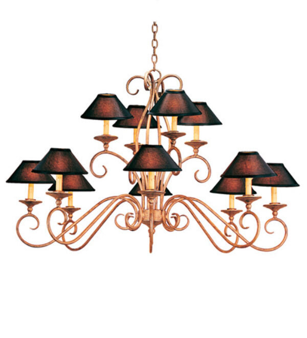 Lustre classique / traditionnel 12 lumières, Pompéi doré de qualité supérieure, Crème de soie crème