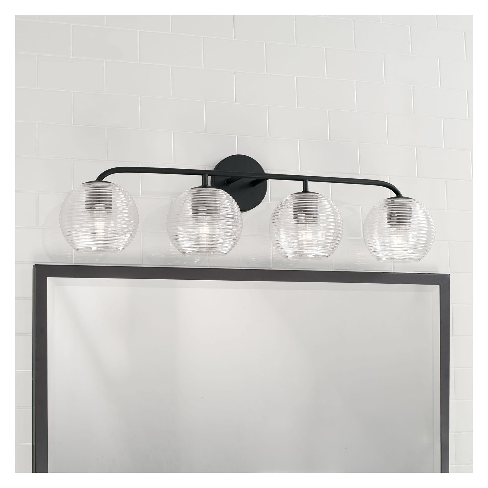 Brandy 4 Light Ribbed Dimmable Vanity Light, Matte Black