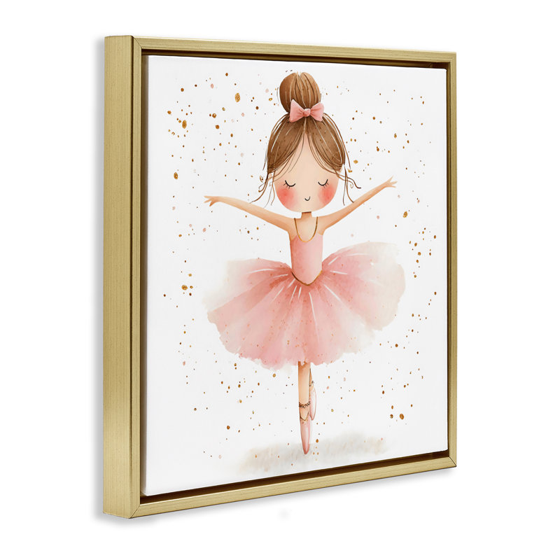 Cadre flottant Sweet Ballerina Pose, design Creative Studio, Cadre flottant métallique doré, H 18 po x l 18 po