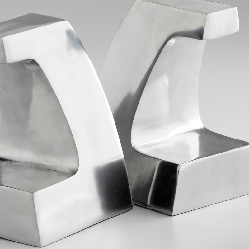 Apostrophe Polished Aluminum Bookends