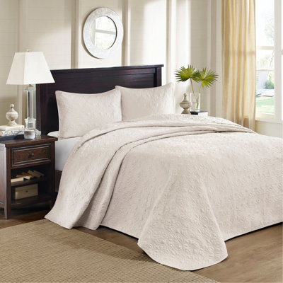 Reversible Bedspread Set Cream Queen