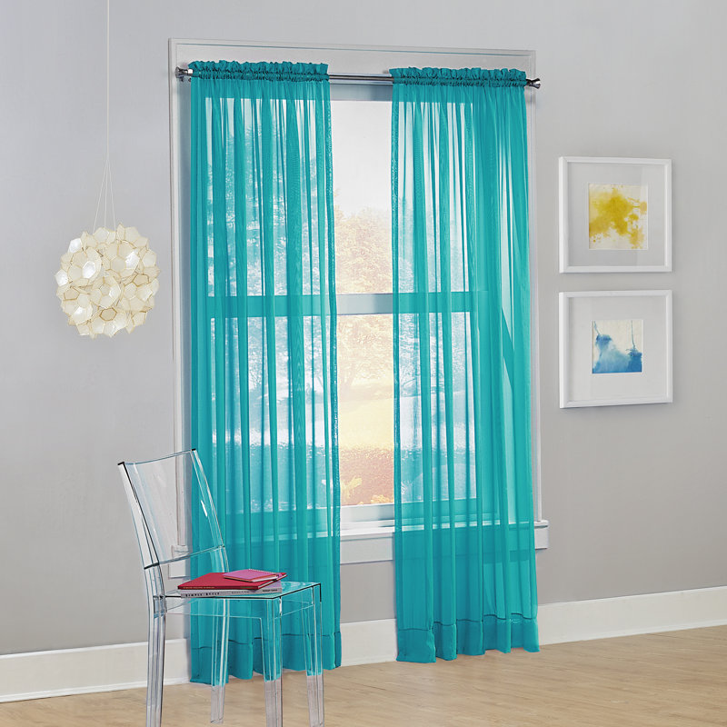 Sheer Rod Pocket Curtain Panel - Basics by Wayfair™, Sky, 59" W x 84" L