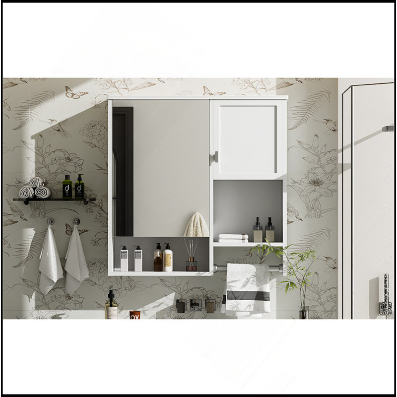 Sophisticated 29'' X 28'' Modern Wall Mounted Bathroom Medicine Cabinet, Bathroom Wall Storage Cabinet With Mirror, Over The Toilet Space Saver Cabinet With Towels Bar