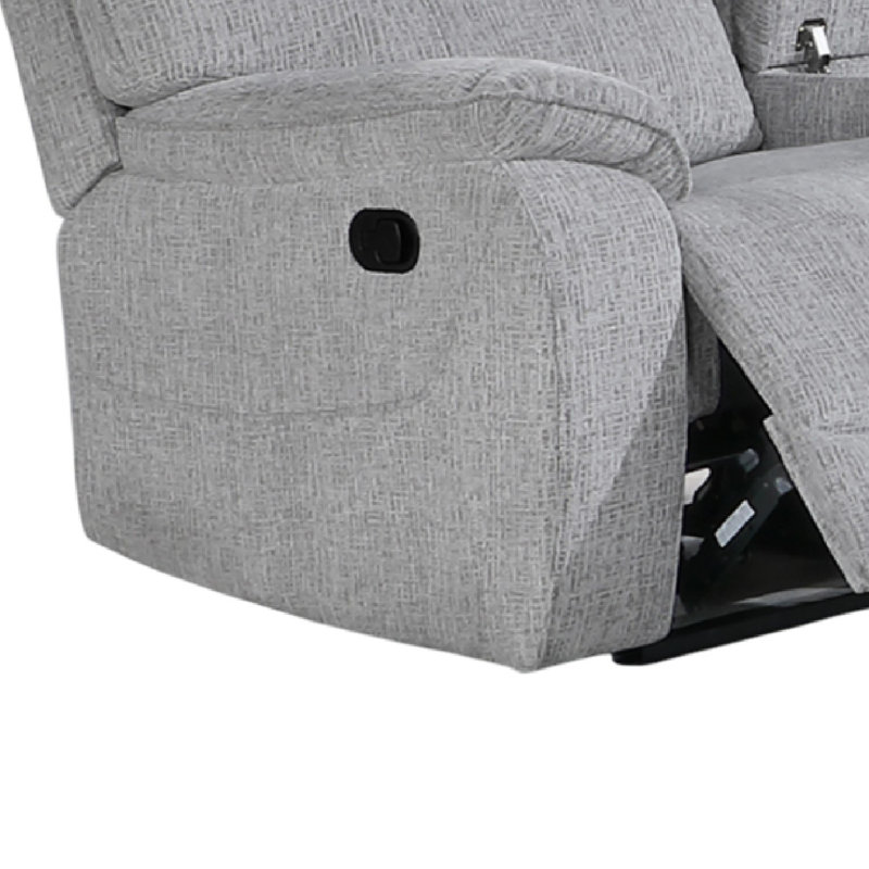 Causeuse inclinable manuelle avec console Chela, polyester gris brume de 73 pouces Chela