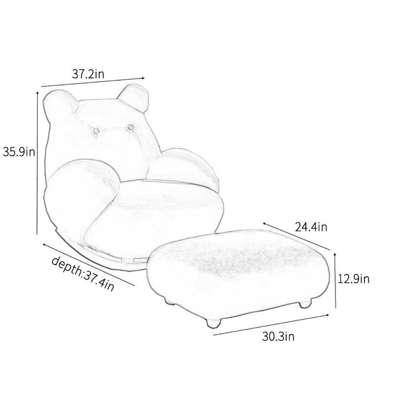 Chaise berçante simple inclinable en bois massif, Rose
