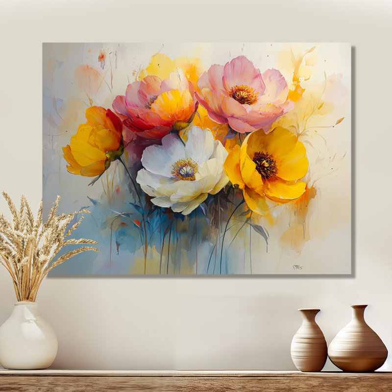 Été, pivoines, jardin vibrant I - pivoines, impressions sur métal, H 30 po x l 40 po
