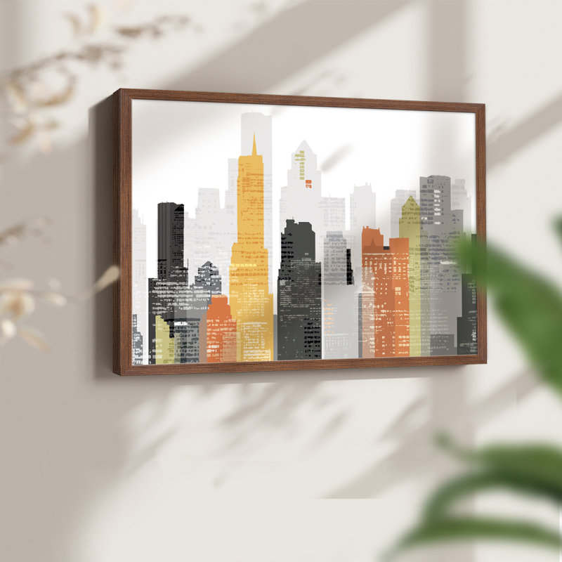 Element City -Framed Print - Restickable, Walnut, 11" H x 14" W