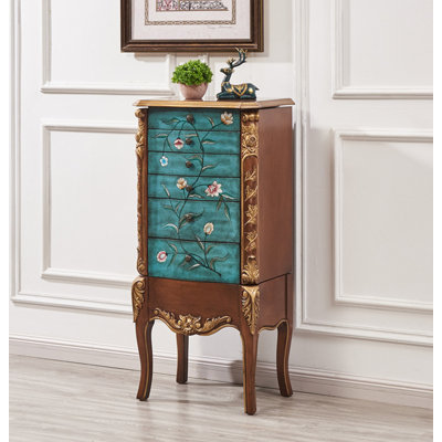 American-Style Birch Hand-Painted Multifunctional Jewelry Cabinet