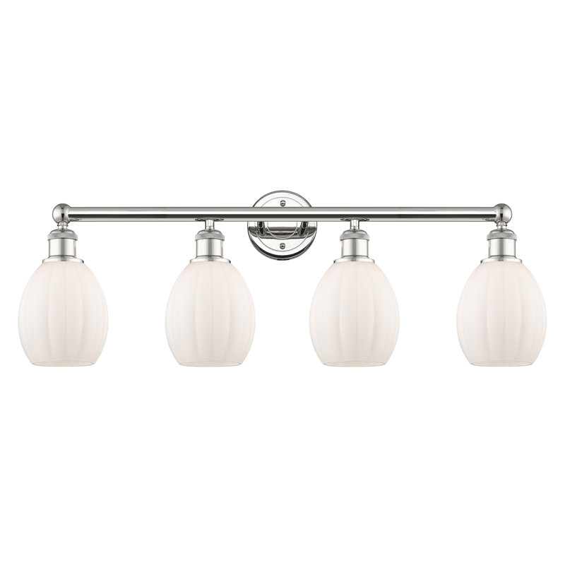 Éclairage pour meuble-lavabo 4 lumières 32,5 pouces Bolduc, Blanc mat, Nickel poli