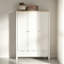 Armoire-penderie blanche à trois portes avec tiroirs verrouillables et tringle suspendue pour le rangement des vêtements de chambre à coucher