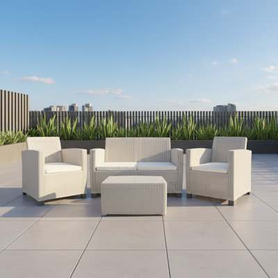 4 Person - 4 Pc Loveseat Conversation Set with Cushions in Taupe