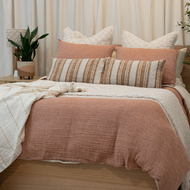 Rust Crinkled Linen Duvet Cover, Queen