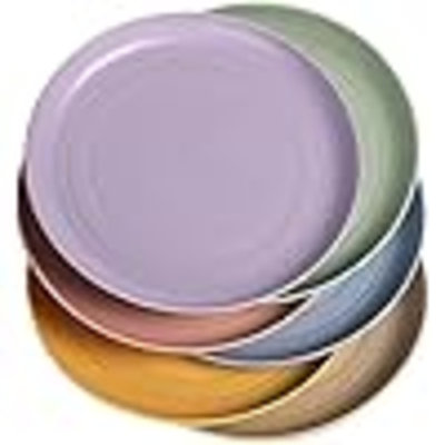 Wheat Straw Plates Lightweight Unbreakable Dinner Dishes Plates Set Dishwasher & Microwave Safe (Small 6 Pack 5.9')