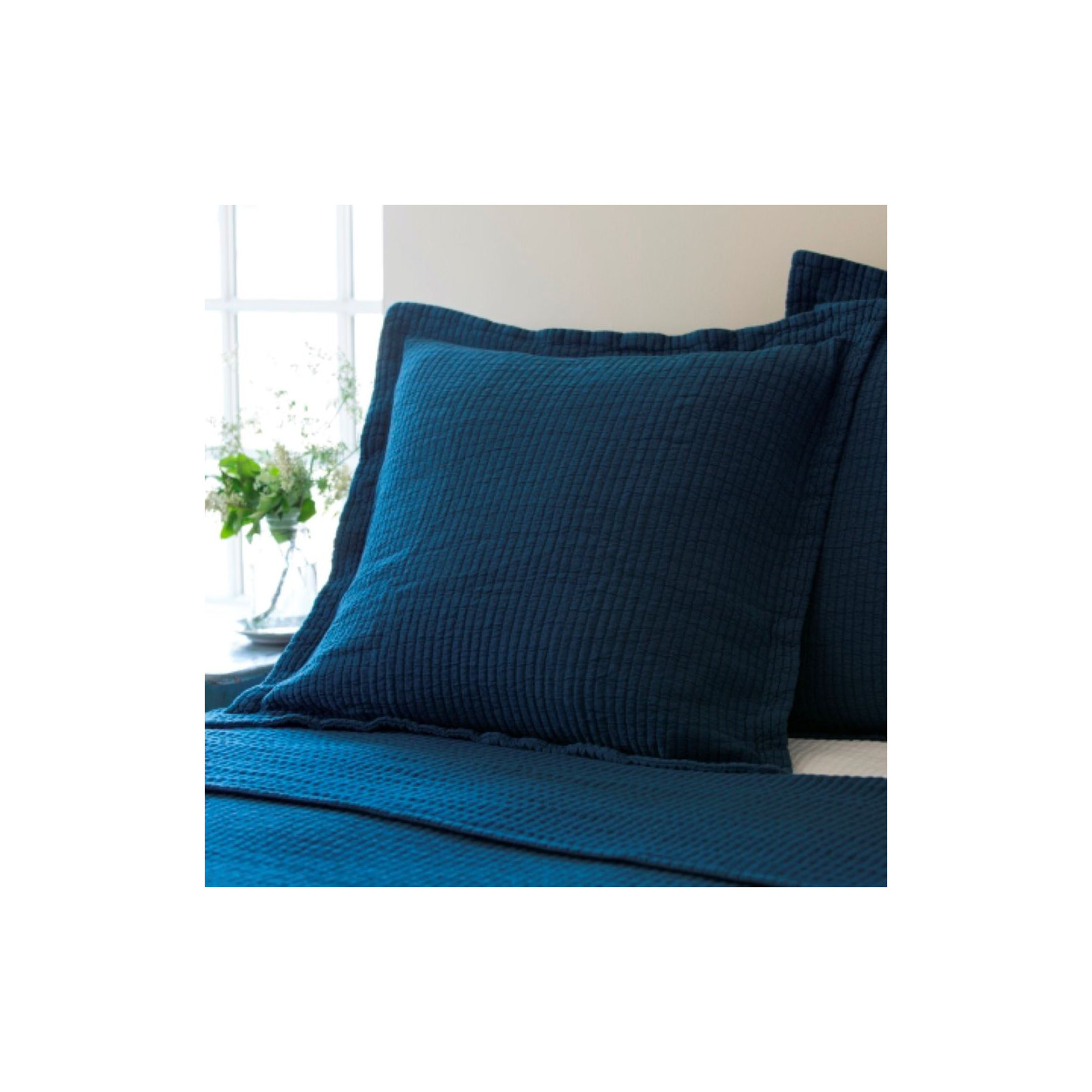 Hudson Stripe Cotton Blend Sham Set, Euro, Indigo