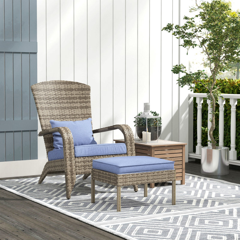 Chaise Adirondack de patio en osier avec repose-pieds, fauteuil d'extérieur