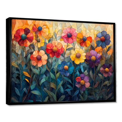 Irruj, géométrique, prairie, dans, teintes mélangées, fleurs sauvages, cubiste II, fleurs sauvages, art mural pour le salon