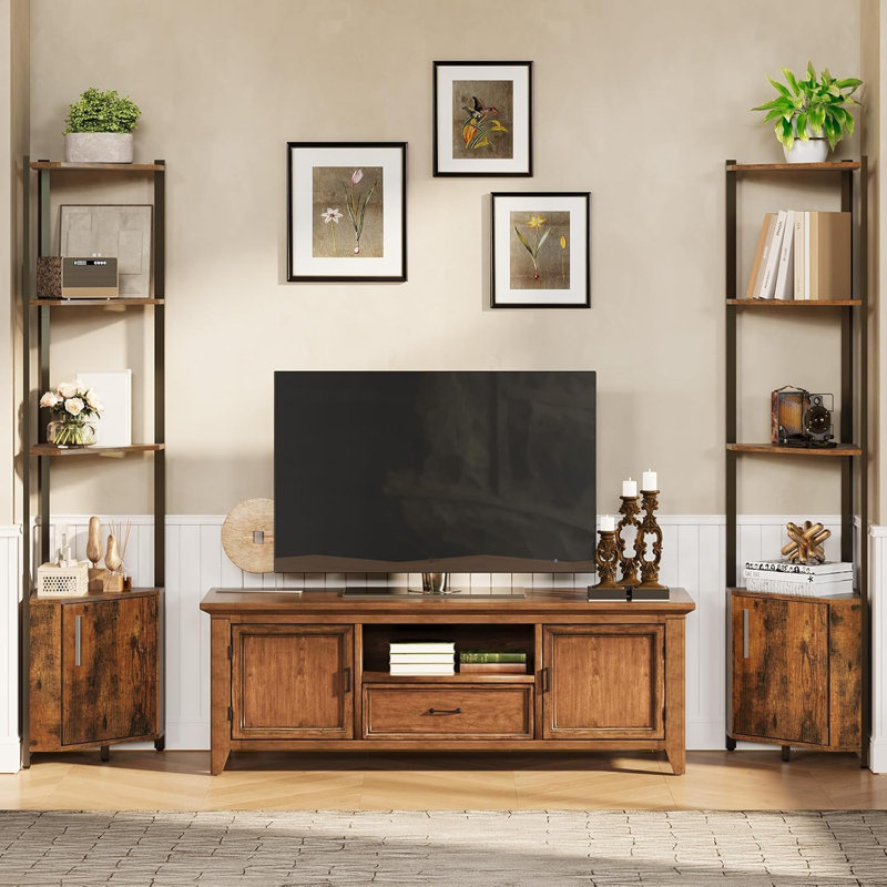 5-Tier LED Corner Shelf, Metal Frame with Wood Shelves, Adjustable Brightness, Space-Saving Display Rack for Living Room, Bedroom, Kitchen or Home Office, Modern Style