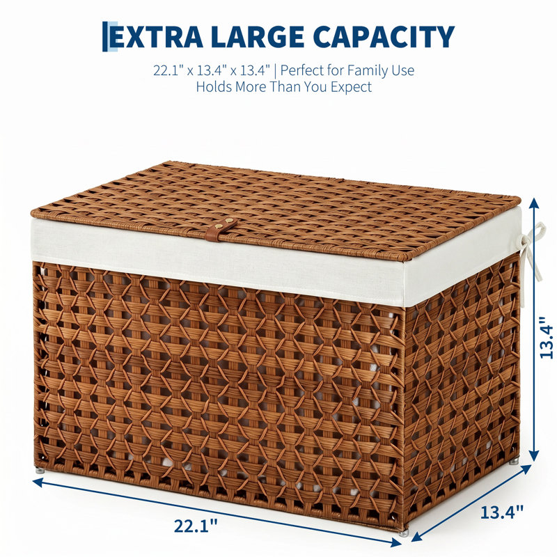 Panier de rangement en rotin tissé, bac de rangement décoratif pour comptoir de placard, 13.39" H x  22.05" W, Brun