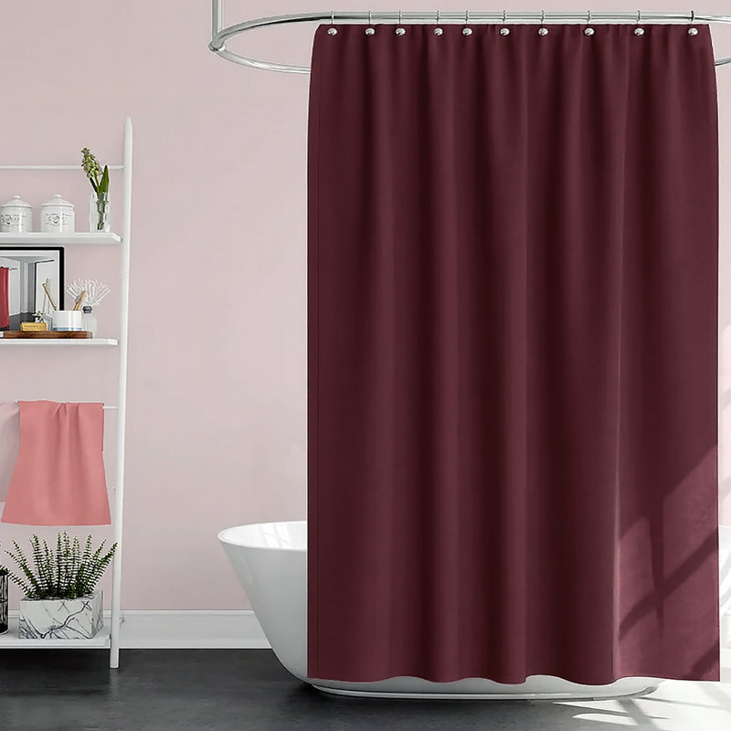 70 po x 72 po - Doublure de rideau de douche imperméable et anneaux en plastique Peva, Bourgogne