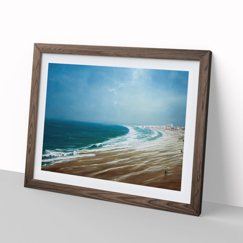 Beach Beauty - Single Picture Frame Painting, 25cm H x 34cm W x 2cm D, Walnut