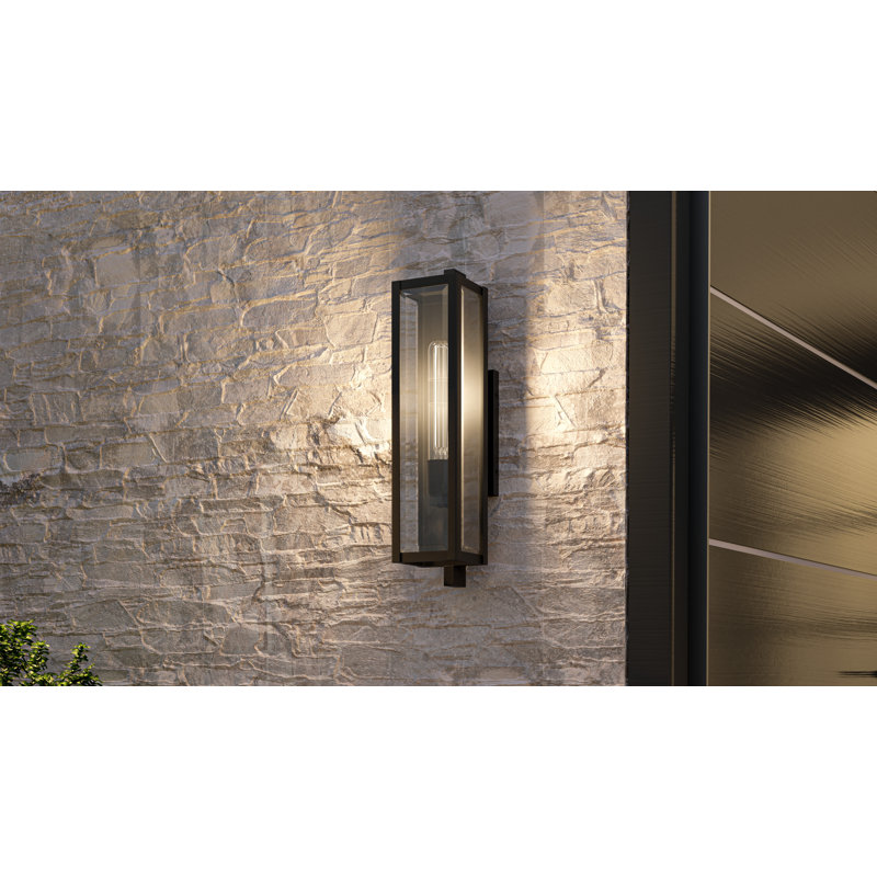 Dale 1-Light Matte Black Outdoor Wall Lantern, 20" H x 4.75" W x 5.75" D