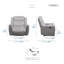 Chaise inclinable moderne et contemporaine en chenille et microfibre polie Walden de 40 po avec revêtement bicolore, siège à ressorts ensachés et support durable-763973621